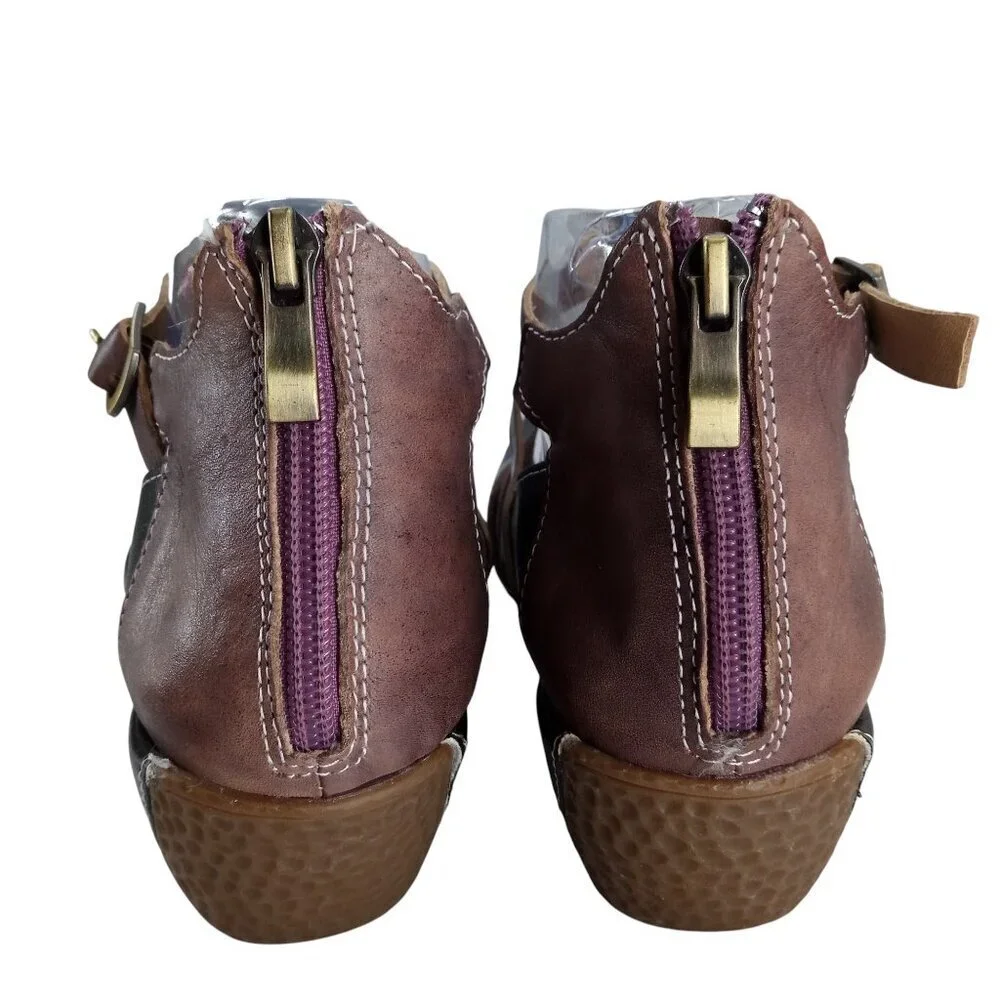L'Artiste Yulianna Mary Jane Wedge Leather Comfort Shoes Size 38 US 7.5-8 Purple